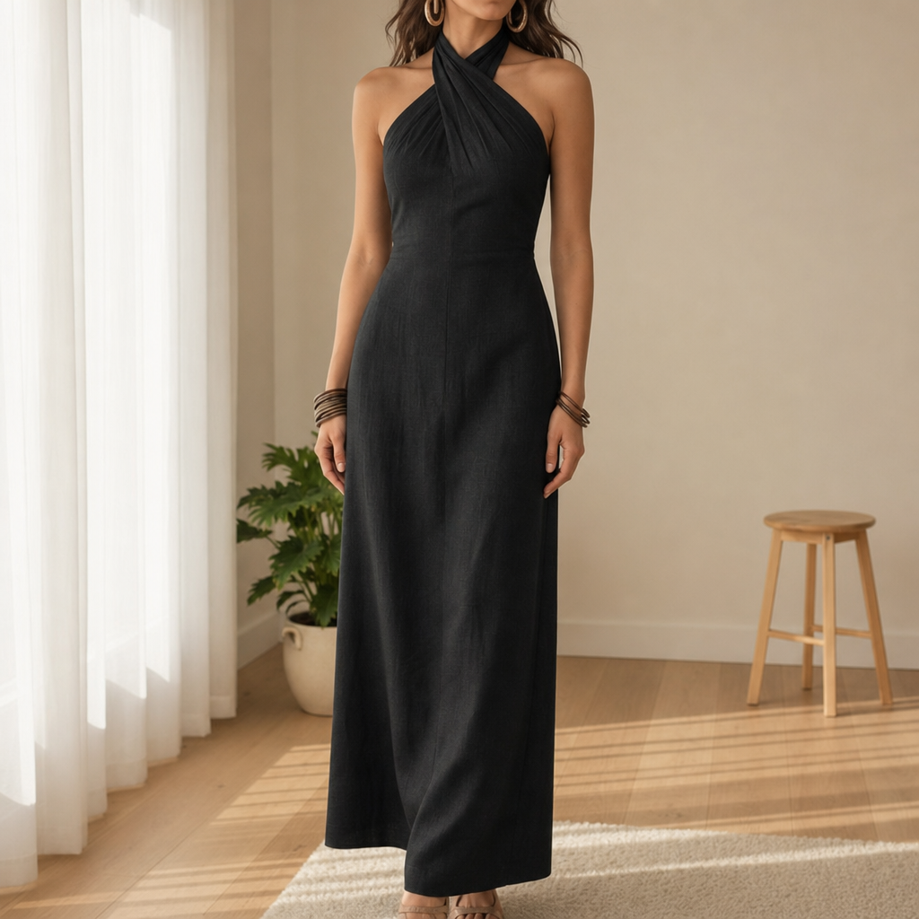 Sophia | Como Linen Halter Maxi Dress