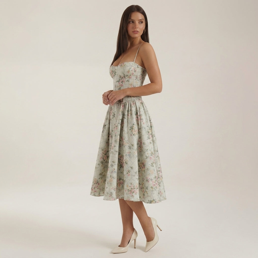 Sophie | Ravello Floral Corset Midi Dress