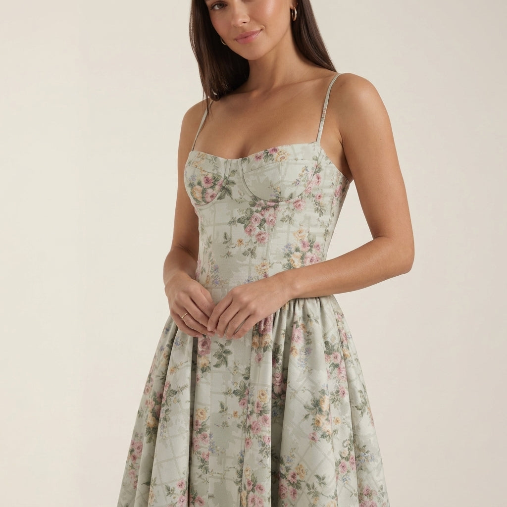 Sophie | Ravello Floral Corset Midi Dress