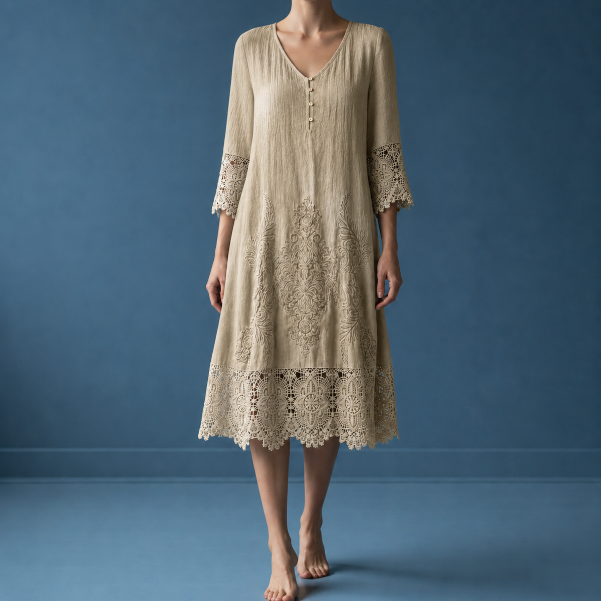 Stella | Hydra Lace Trim Midi Dress