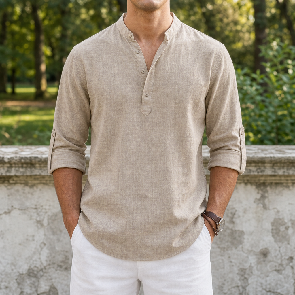 Theodore | Mantova Linen Henley Shirt