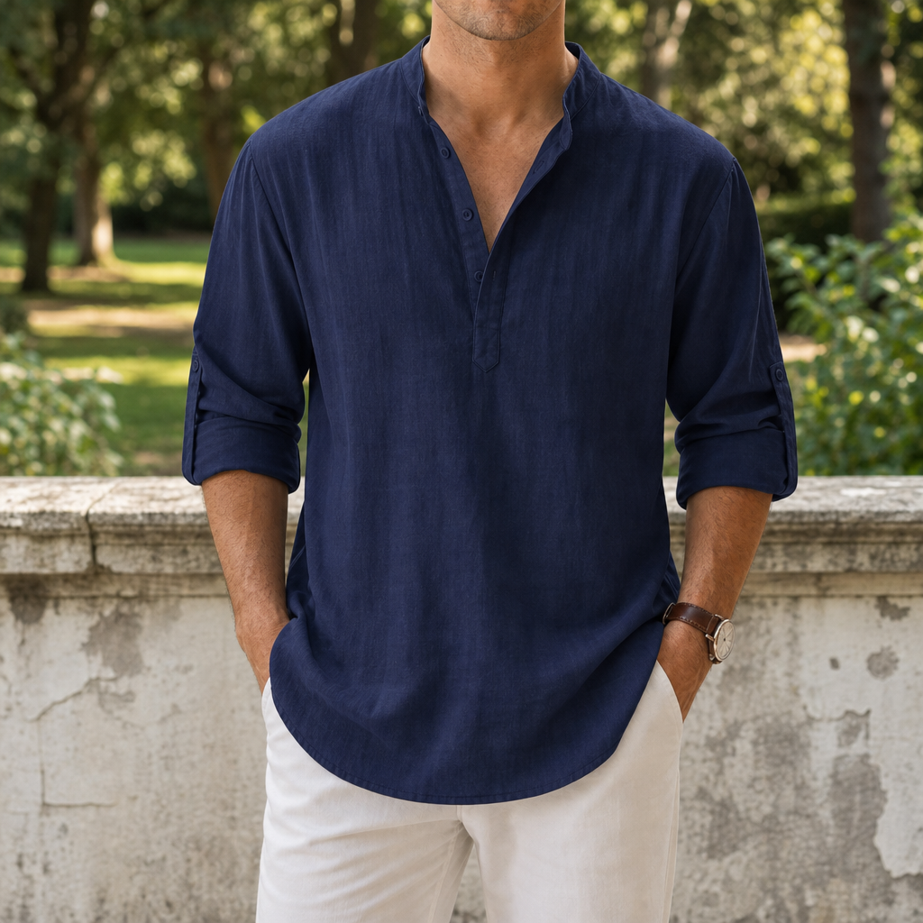 Theodore | Mantova Linen Henley Shirt