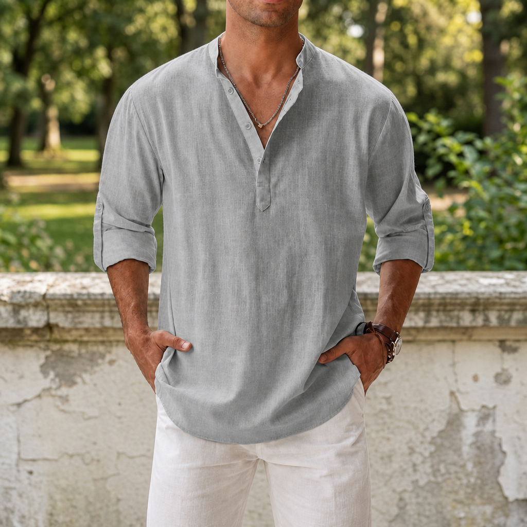 Theodore | Mantova Linen Henley Shirt