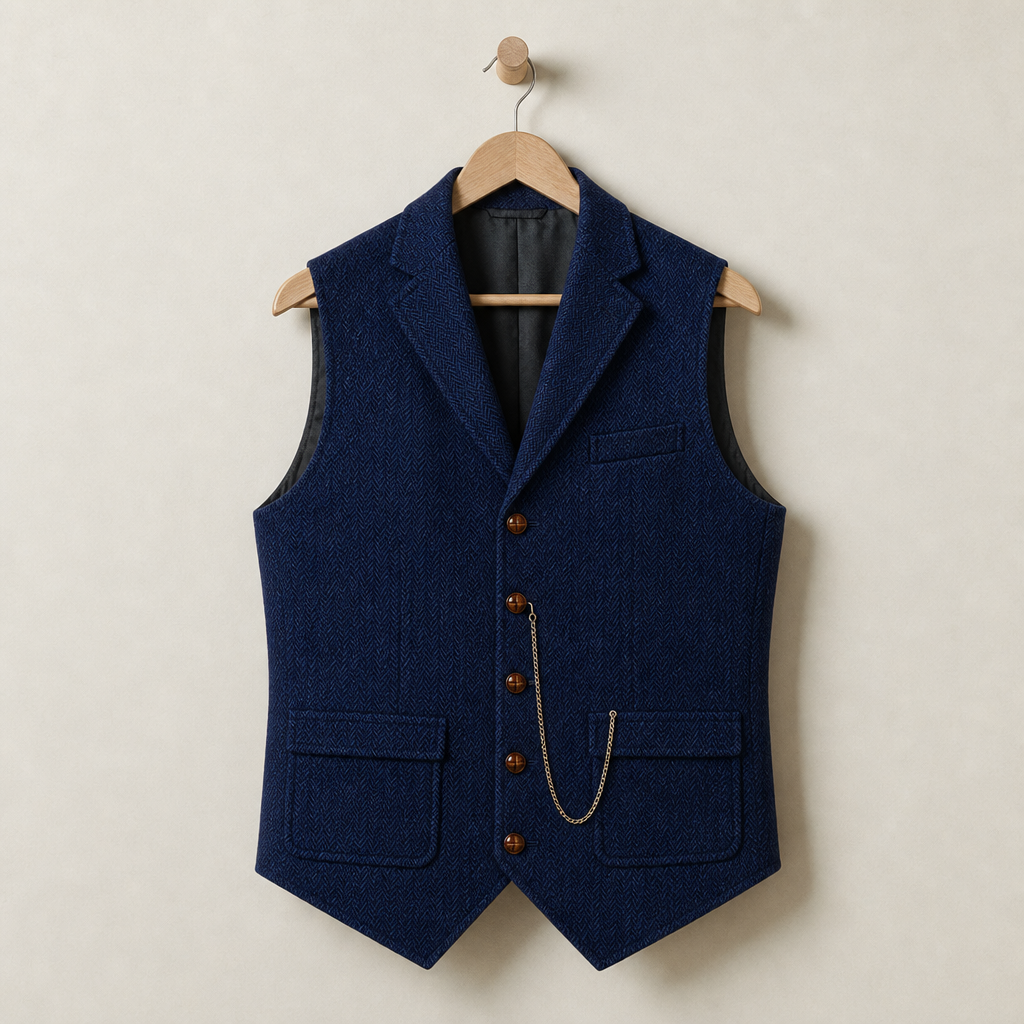 Thomas | Maratea Herringbone Lapel Waistcoat