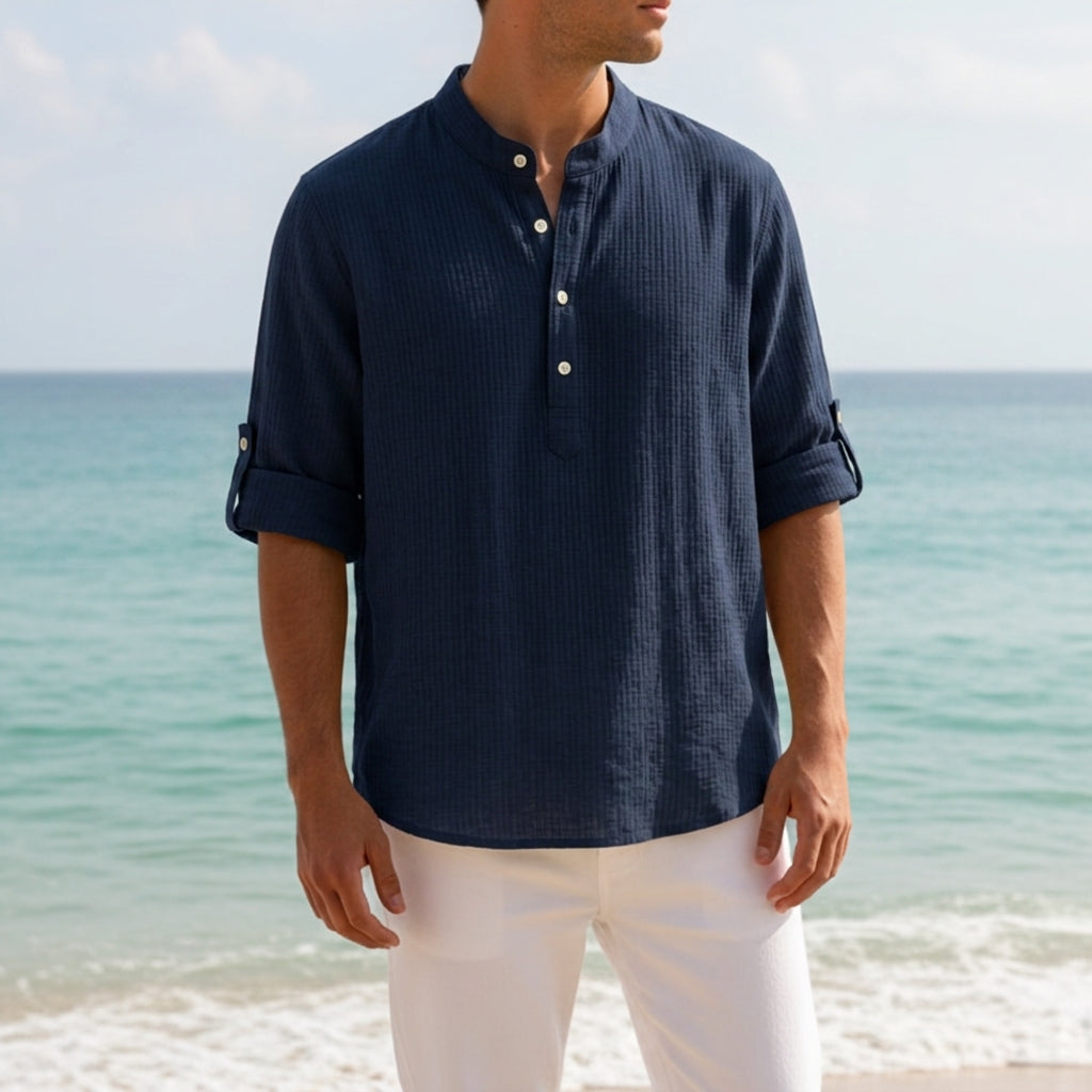 Thomas | Minorca Roll-Tab Linen Shirt