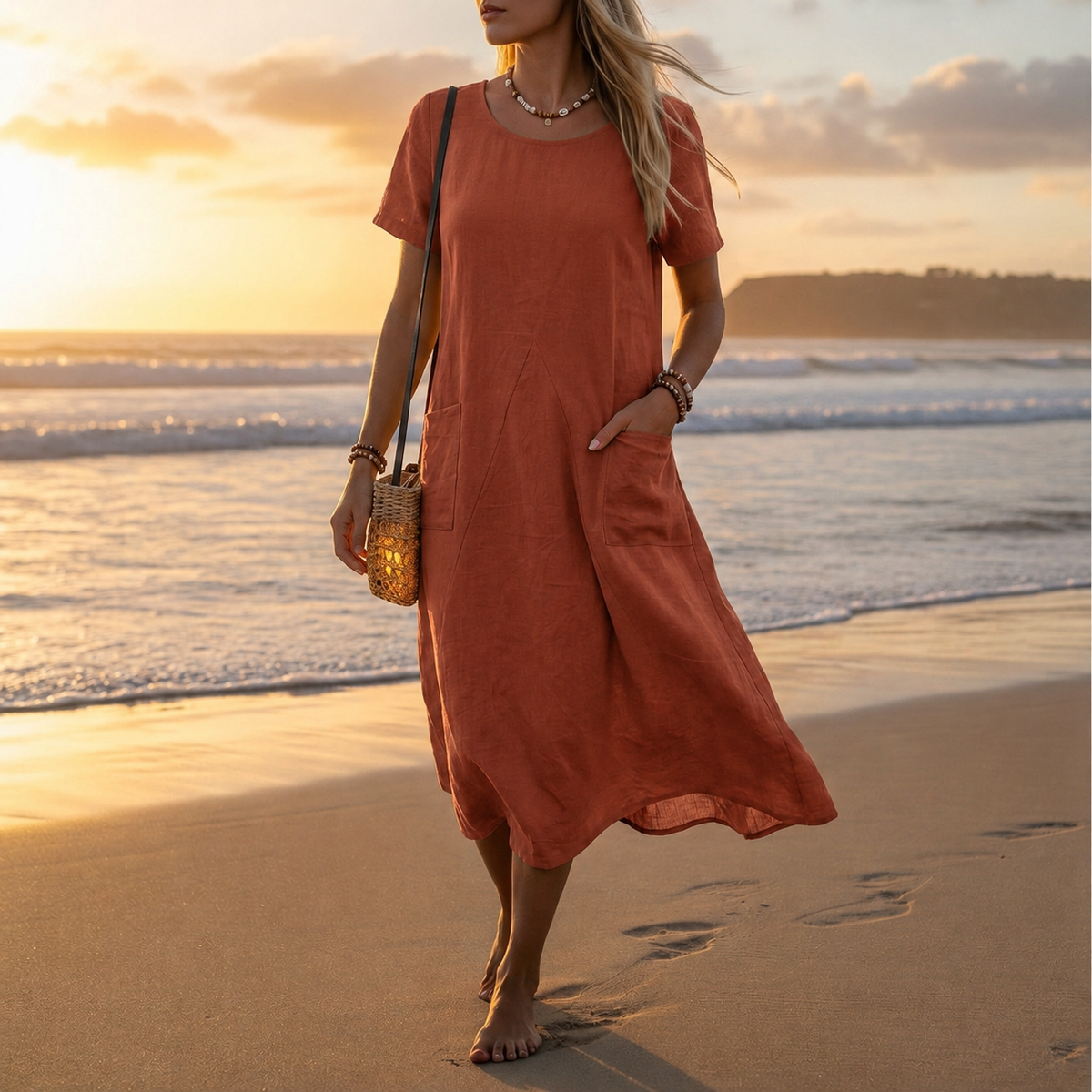 Victoria | Hondarribia A-Line Pocket Midi Dress