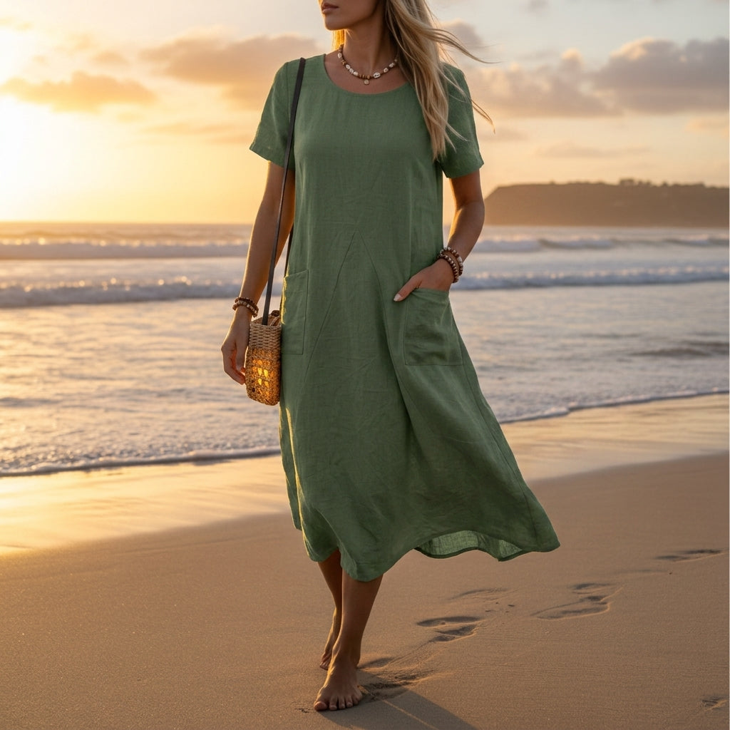 Victoria | Hondarribia A-Line Pocket Midi Dress