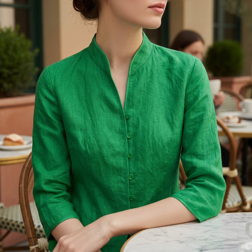 Violet | Fontaine Stand-Collar Blouse