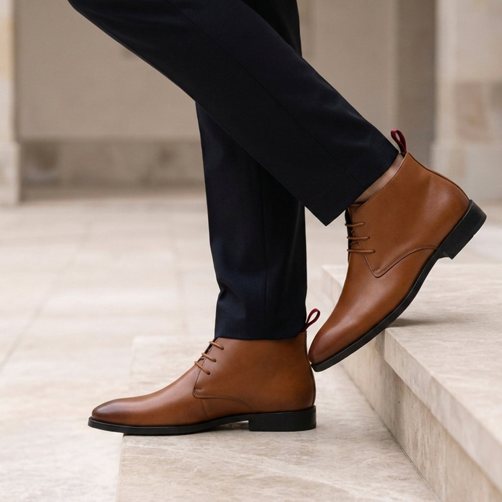 William | Cannes Polished Leather Chukka Boots