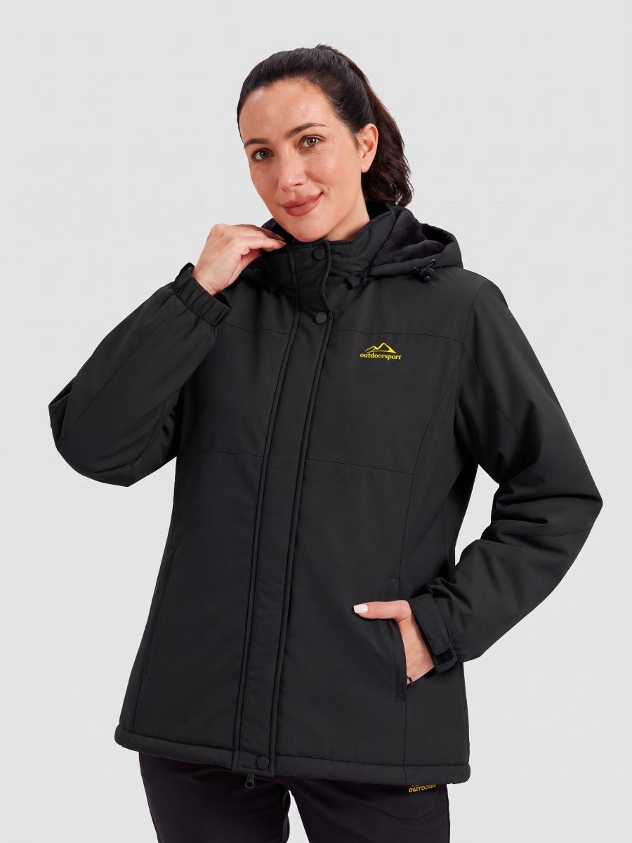 Women's Fleece Lined Warm Fleece Jacket – Black
