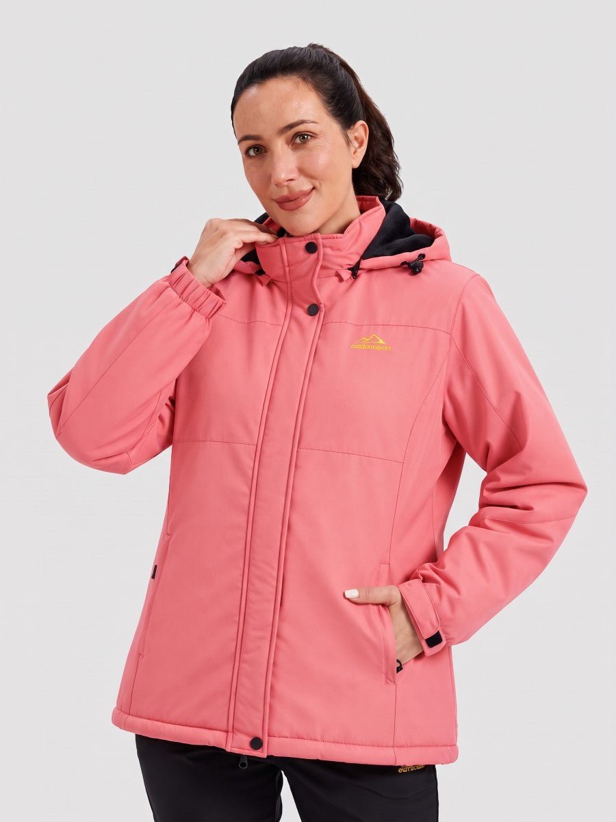 Women's Fleece Lined Warm Fleece Jacket – Aqua Red