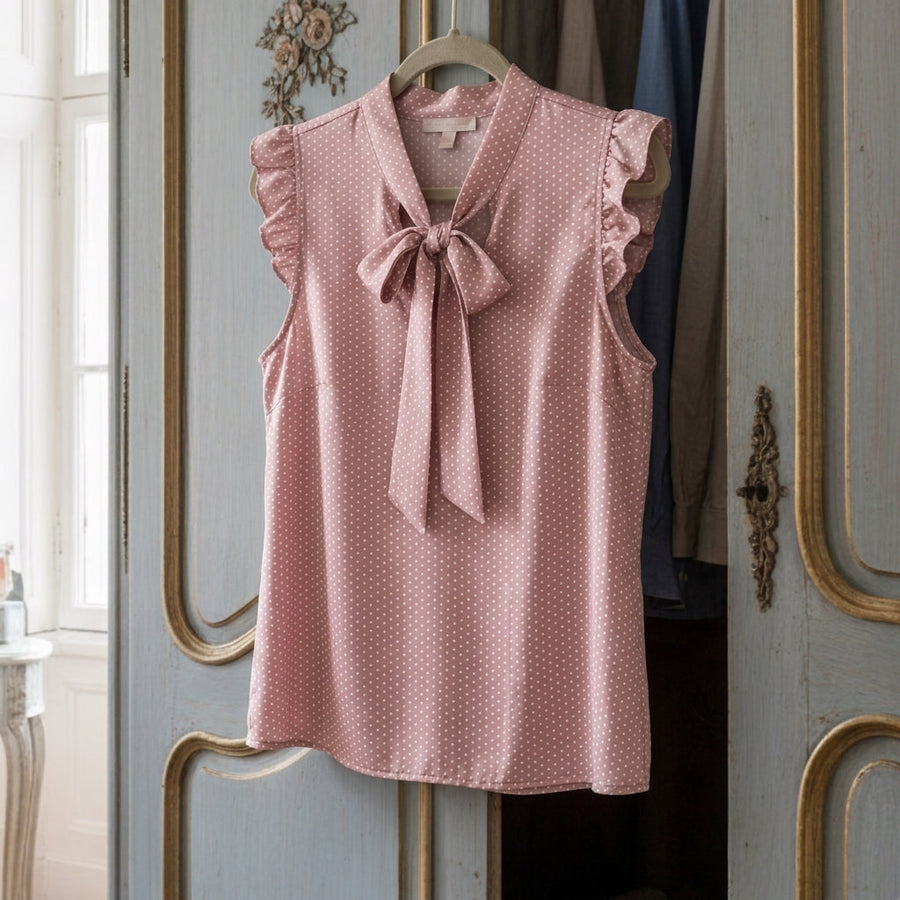 Zoey | Ruffled Sleeveless Blouse with Bow